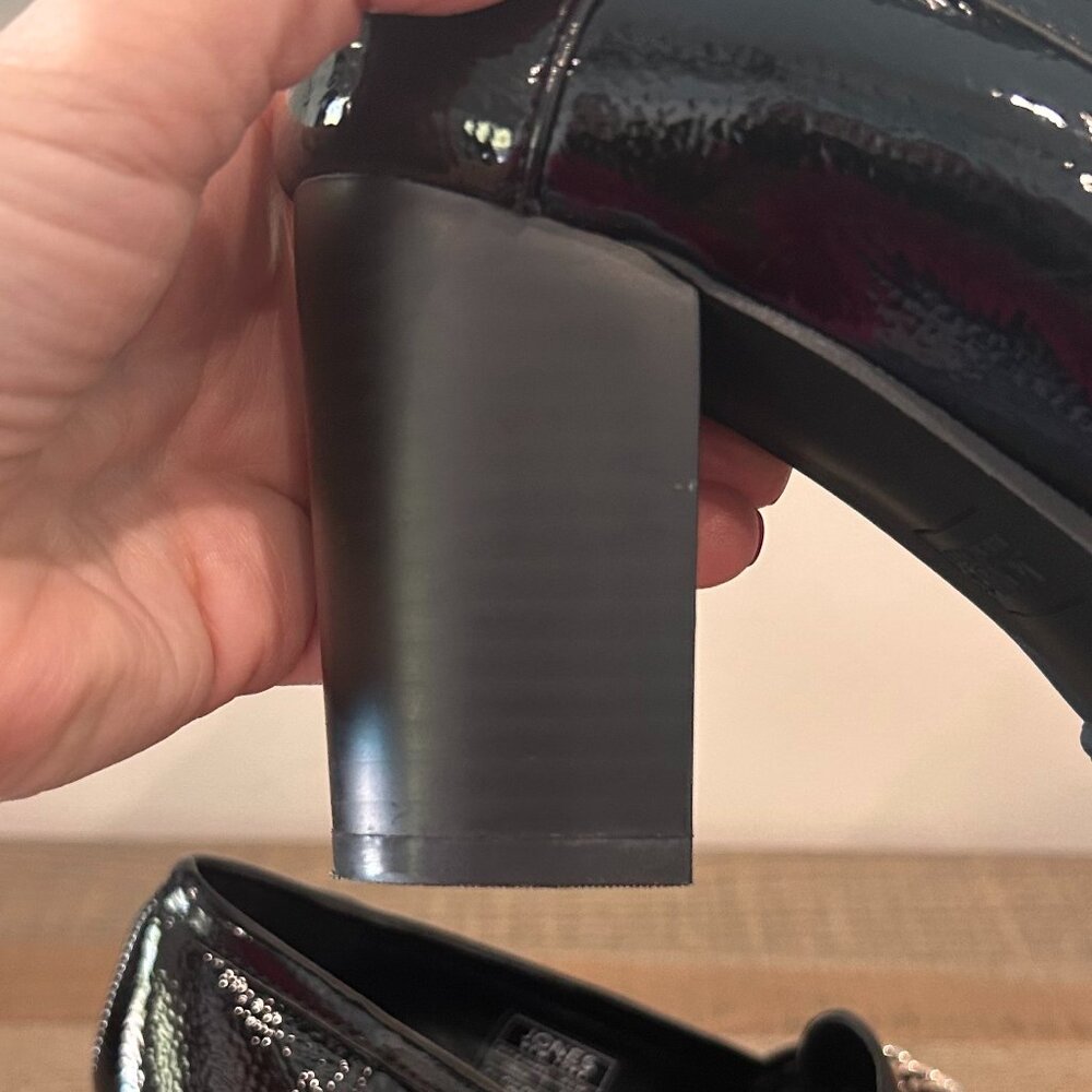 Jones New York Cyrena Black Patent Leather Block Heel Shoes - Picture 8 of 10